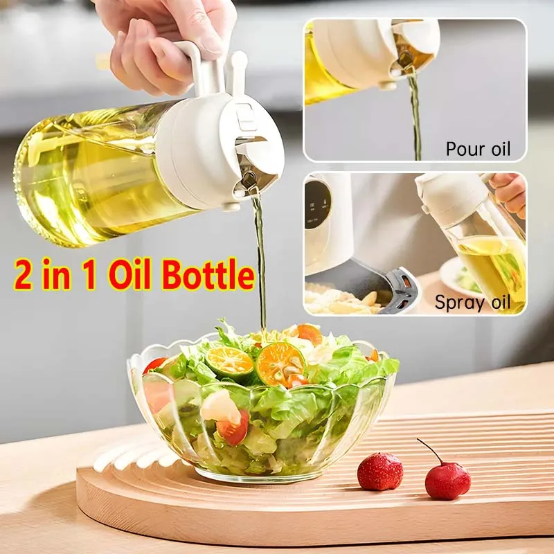 Oil Spray Plastic Household Kitchen Oil Spray Bottle Nebulizing Mist Filling Cooking Dual Use BBQ Camping Large Capacity