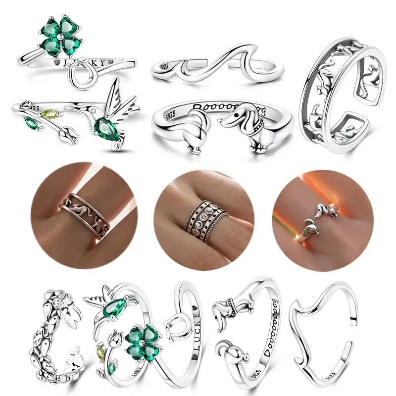 925 Sterling Silver Multi Animal Hollow Wide Open Women Rings Fit Pattern Rings For Women Girls Jewelry Birthday Anniversary