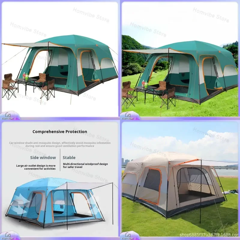 2025 Large Outdoor Camping Tent Waterproof Shade Canopy for Party Garden Patio 2 Bedroom Living Room Shelter Fits 5-12 People