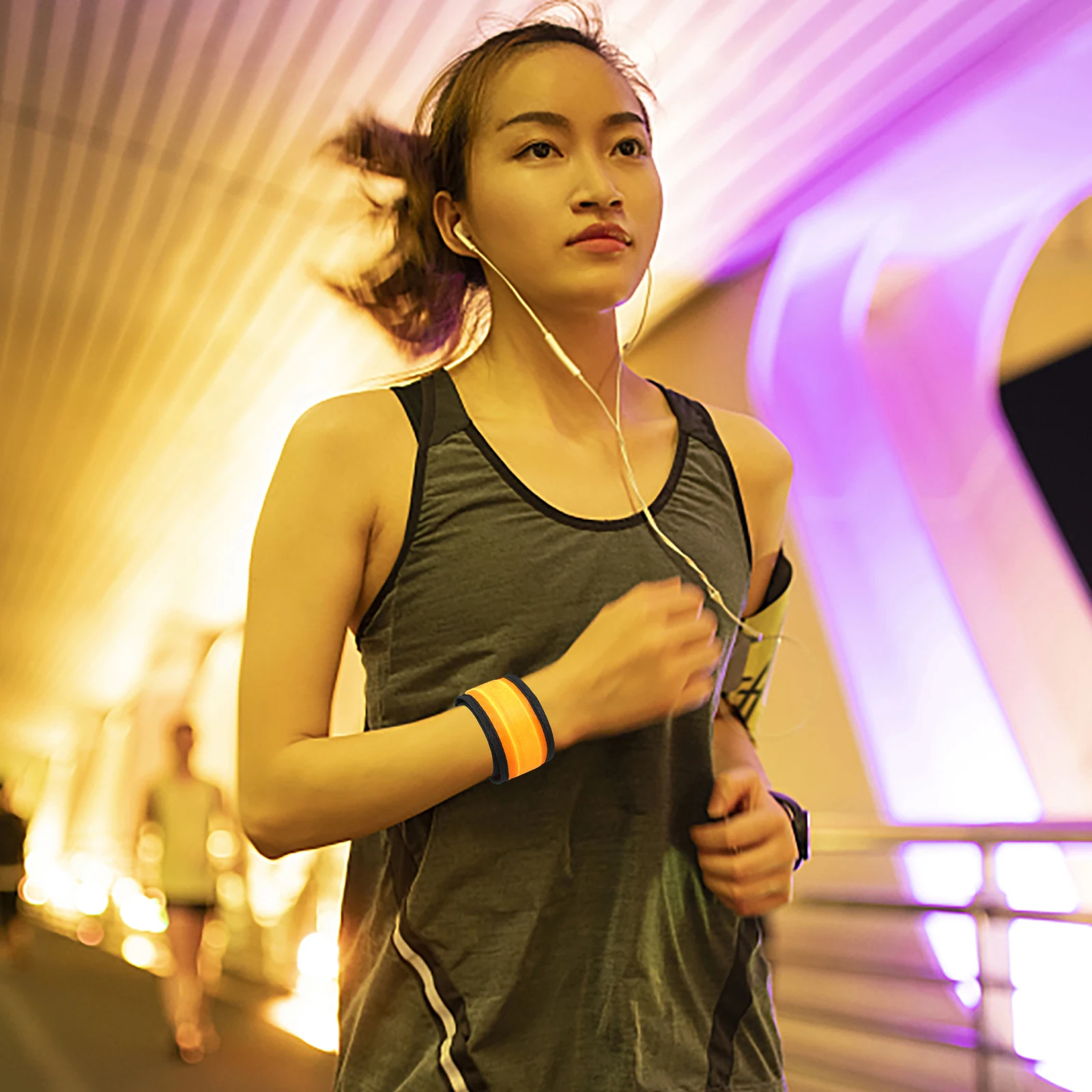 

5 Pcs Fitness Slap Armb s Luminous Armb Night Slap Wristb s for Sports Adjustable Safety Reflective Outdoor