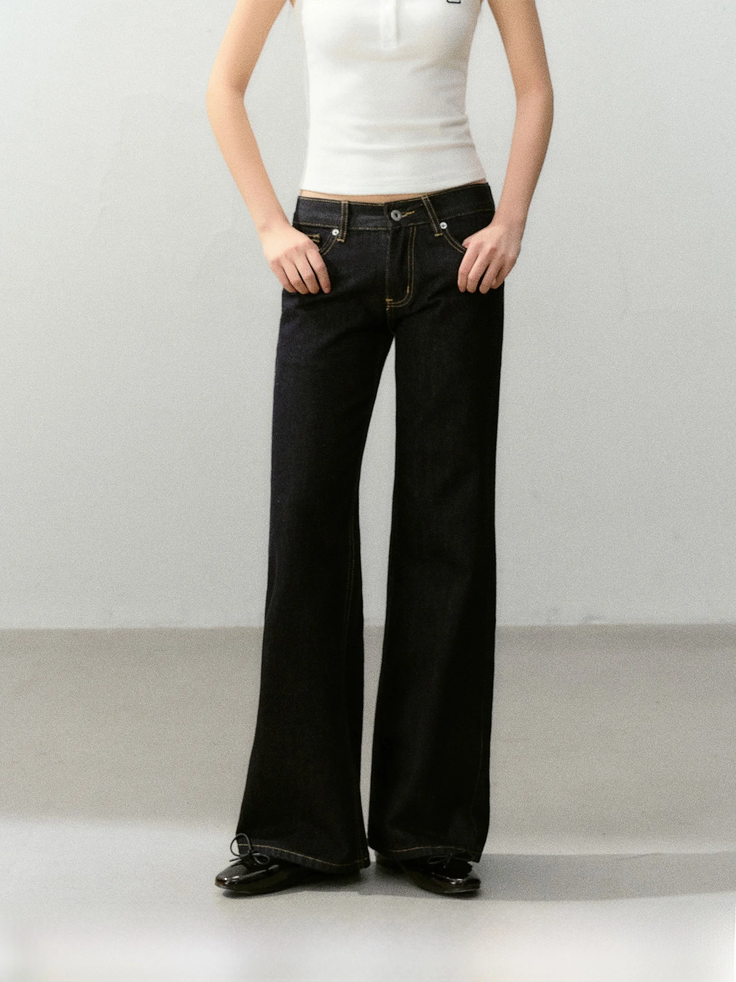 

CyNi Vintage Versatile Loose Cotton Waed Straight Casual Jeans Slimming Long Pants Women's Stand Fit Micro Stretch Natur...