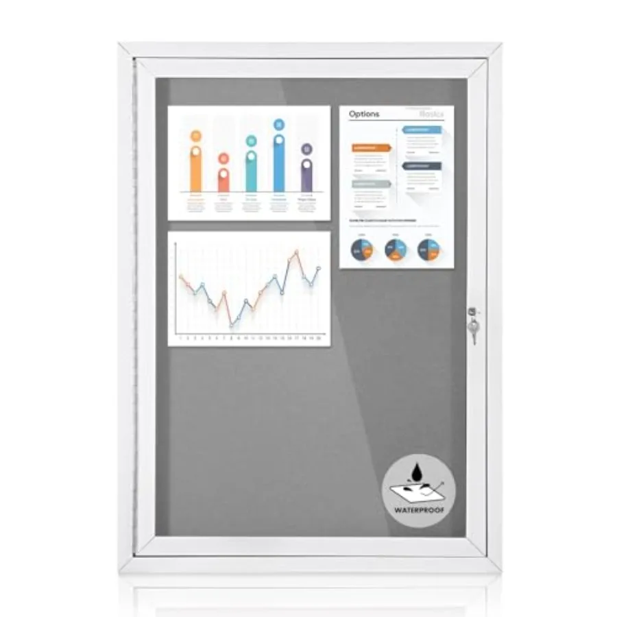 

Outdoor Bulletin Board Weatherproof 36x24 inEnclosed Bulletin Board with Locking Door Wall Display Case for Office School Home