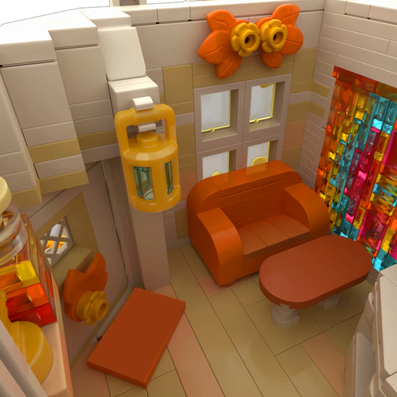 MOC- 191138   Autunno-Casa di betulla Blocchi di costruzione urbani Città Set di bellezza estetica Adulti Regali creativi Decorazione natalizia 1559 pezzi