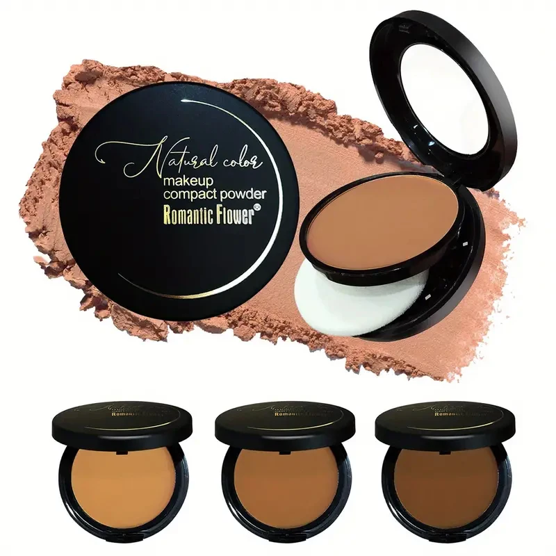 3 color bronzer, sculpting matte powder, waterproof, full coverage, press-on powder, natural color, with puff