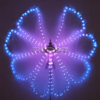 Svítící LED světelná křídla pro břišní tanec, duha, měnící se barevná křídla Isis, kostýmy na karneval, taneční oblečení pro show 8 nejlepší prodej LED křídla ISIS - №7