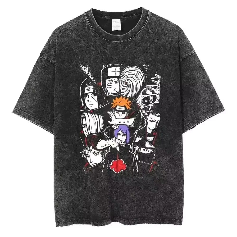 

Japan Anime Print Oversize Cotton Mens Vintage TShirt Streetwear Harajuku Summer Black Short Sleeve Shirt Loose Cotton Tops Tees