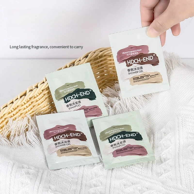 4pcs Disposable Packed Shampoo and Body Wash Travel Portable Bathroom Supplies for Hotel Homestay Guest Use