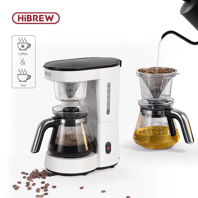 HiBREW 3 em 1 América Máquina de café por gotejamento Pour Over Coffee Maker Bule de vidro Máquina de chá quente 750ML H12