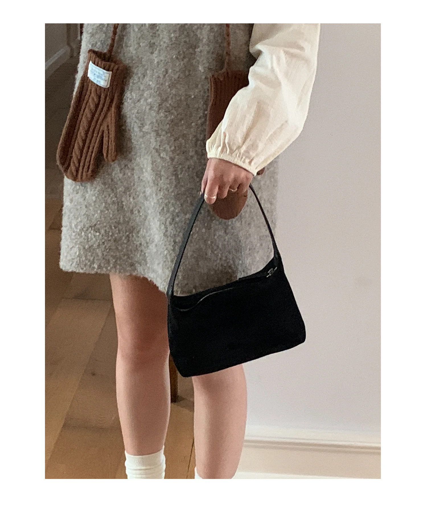 Bolso de Hombro de Gamuza a la Moda para Mujer, Bolso de Mano EMORRIN, Estilo Retro Otoño Invierno, Forro de Poliéster
