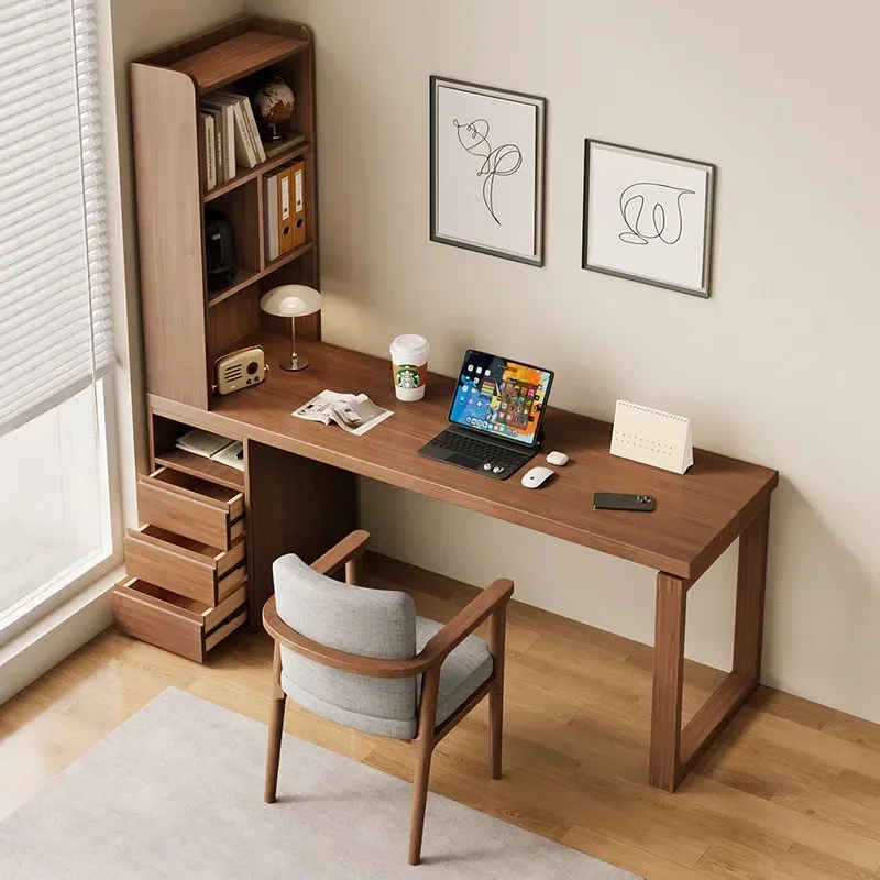Light luxury with drawers, desk single study work, advanced simplicity, left side with 3 layers of drawers