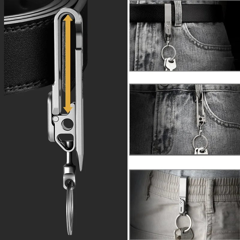 Titanium Alloy Multifunctional Keychain with Rotation Lock Portable Bottle Opener Wrench Crowbar Ruler Home EDC Tools Gift Men