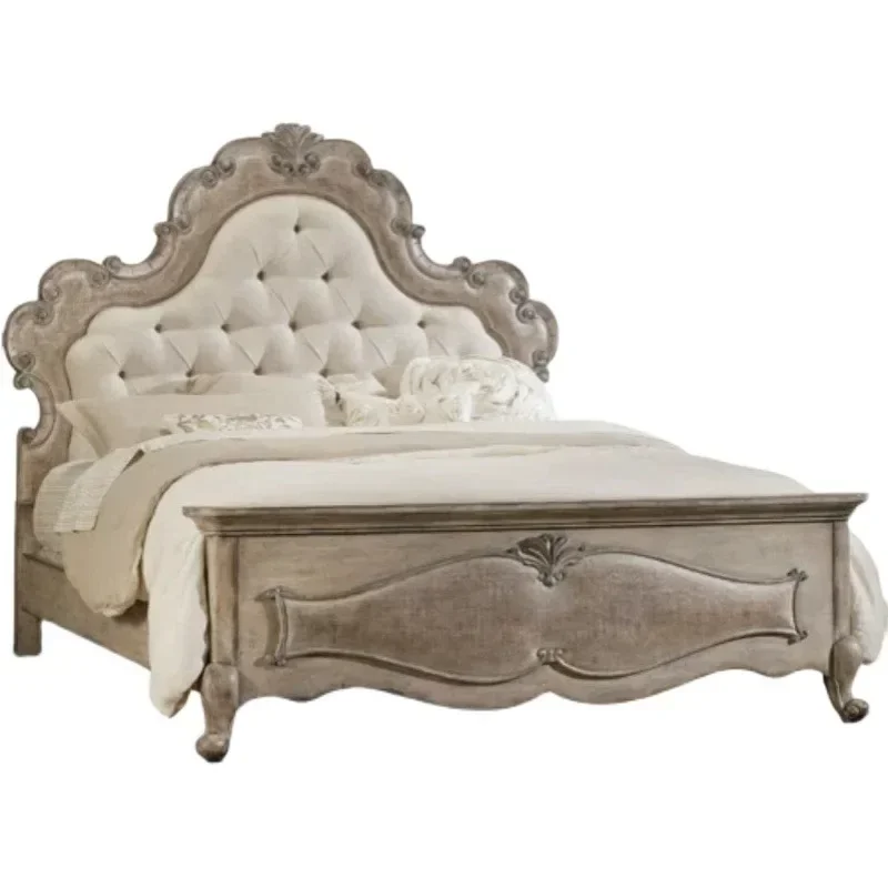 

Nordic country solid wood retro carved master bedroom large bed 1.8 meters double wedding villa 1.5 meters princess bed