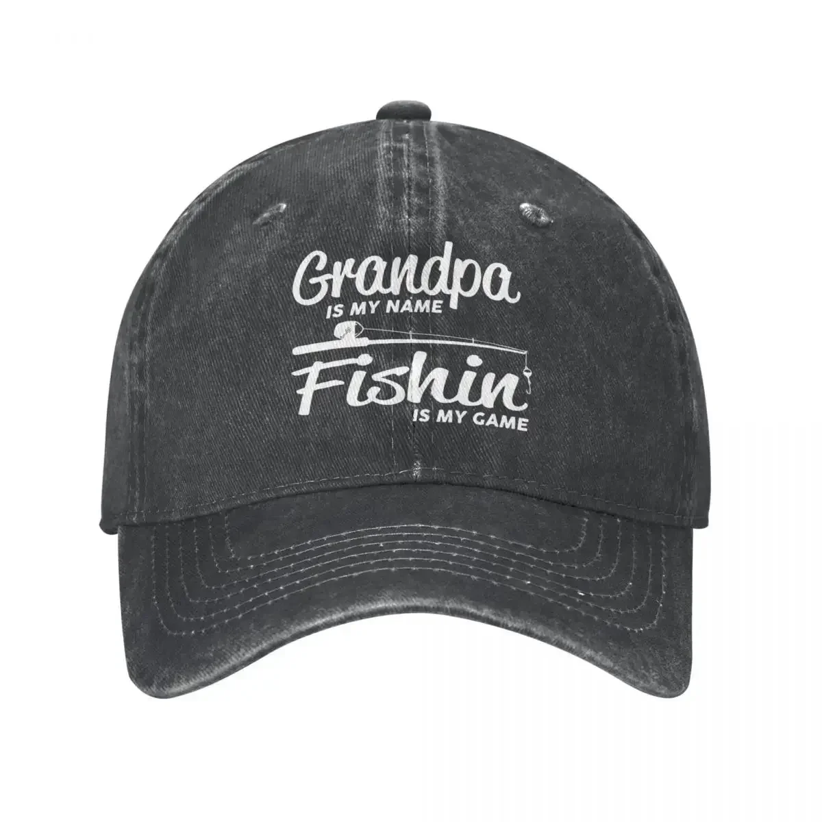 

Vintage Fishing Grandpa Baseball Cap Distressed Washed Snapback Trout Bass Grandfather Fishermen Outdoor Hats