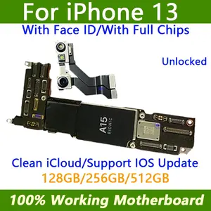 Bilashmart Good Working Mainboard Clean iCloud iPhone 13 Motherboard with Face ID Support iOS Update Logic Board Unlocked Fully Tested