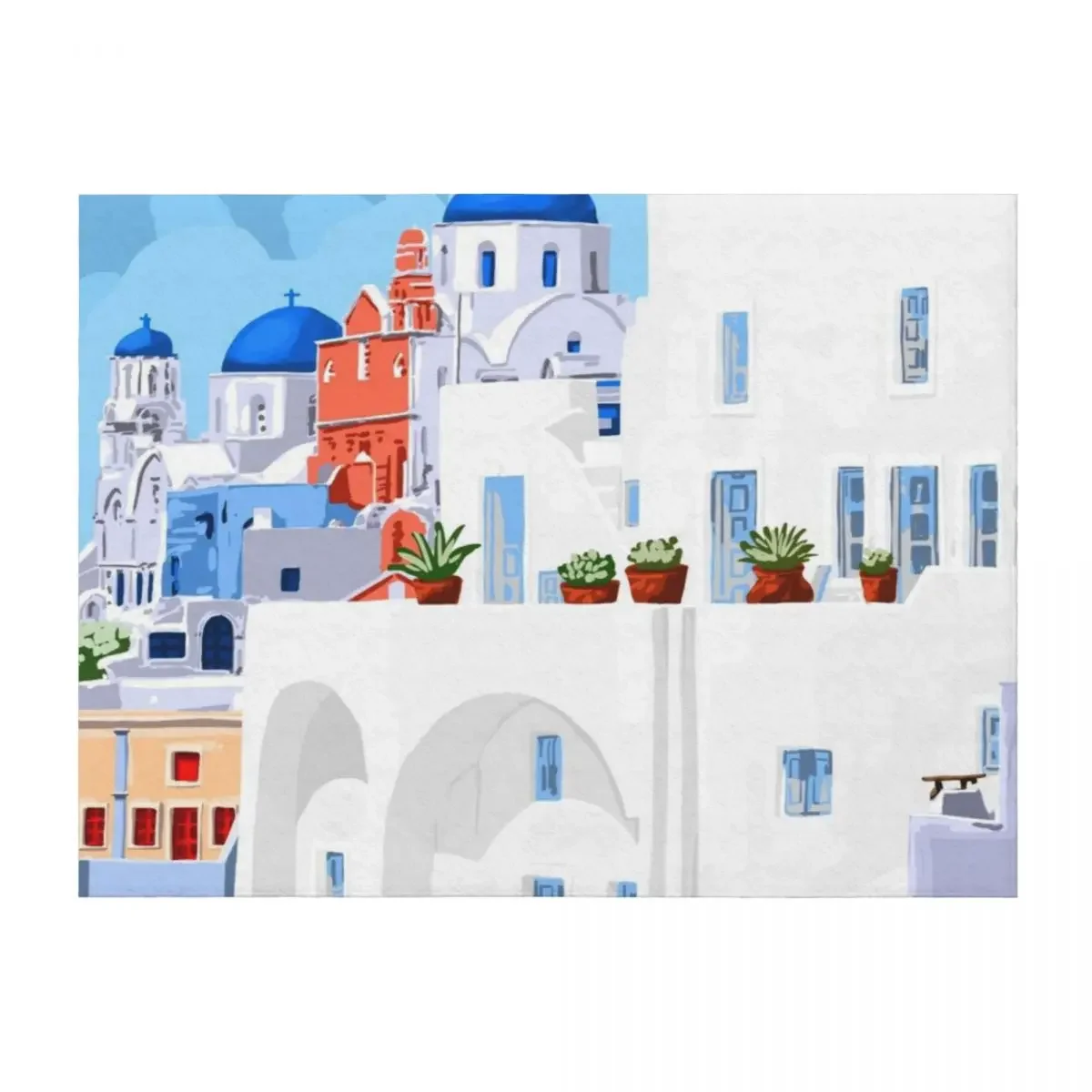 

The Santorini Vacay Throw Blanket Plush manga Moving Sofa Quilt Blankets