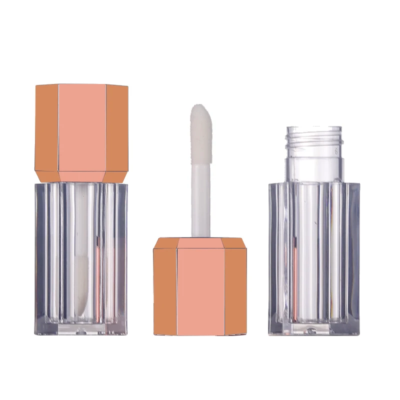 

Spot Hexagonal golden Lip Gloss Tube Large Brush Head Lip Glaze Tube Lip Gloss Tube Cosmetic Packaging Material Empty Bottle 5ml