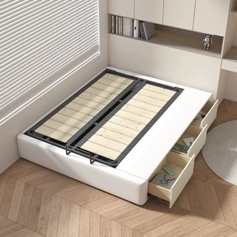 

Bed Master Bedroom High Box Storage No Wabi Sabi Small Apartment Multi-functional Modern Simple Italian Light Luxury Double