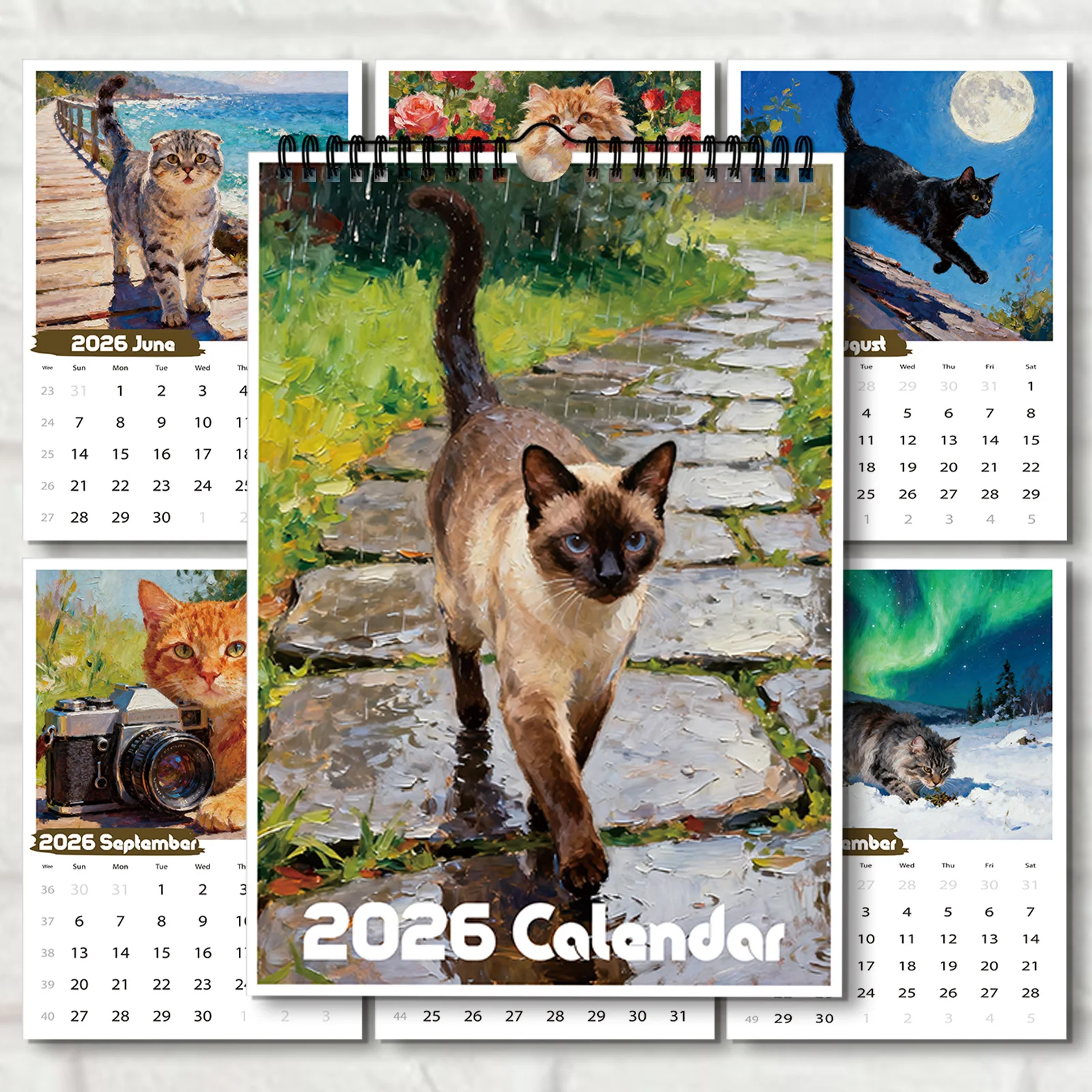 

1PC 2026 A4 Wall Calendar,Cat Calendar With 12 Different Exquisite Patterns,Funny Calendar,Perfect Gift For Home Decor