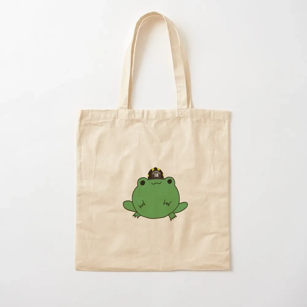 

frog wearing 118 helmet (911, 9-1-1) Tote Bag canvas bags shopping bag logo ecological bags Bag