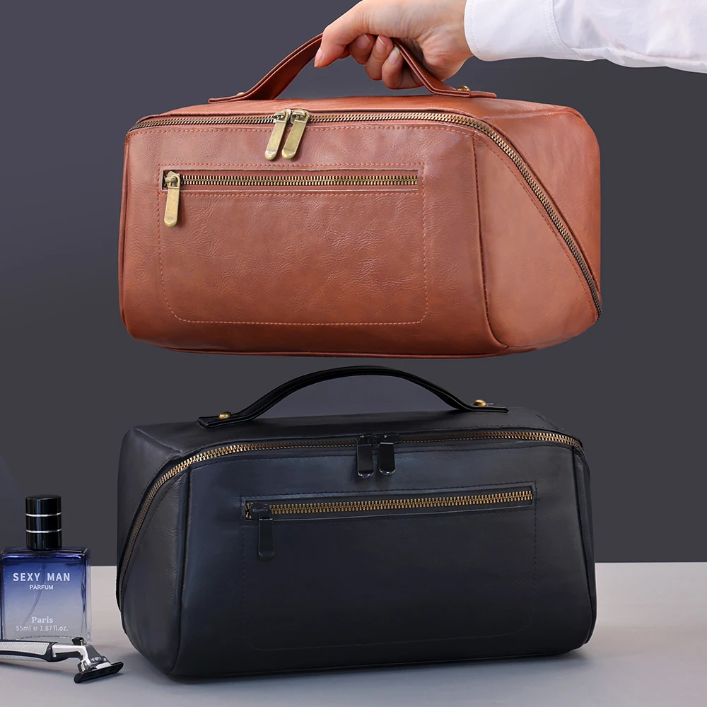 Premium Luxury Men's Cosmetic Bag Waterproof Travel Wash Makeup Organizer Portable Large Capacity Toiletry Storage Pouch