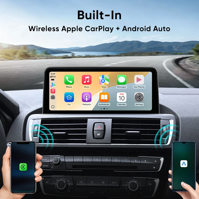 Radio para coche Ainavi para BMW Serie 1 2 3 4 F30 Carplay F31 F32 F33 F34 F36 F20 Android Auto F21 NBT Reproductor multimedia para coche Pantalla táctil HD IPS Pantalla para coche totalmente laminada BT 5.0 AHD 720P Cámara trasera 3