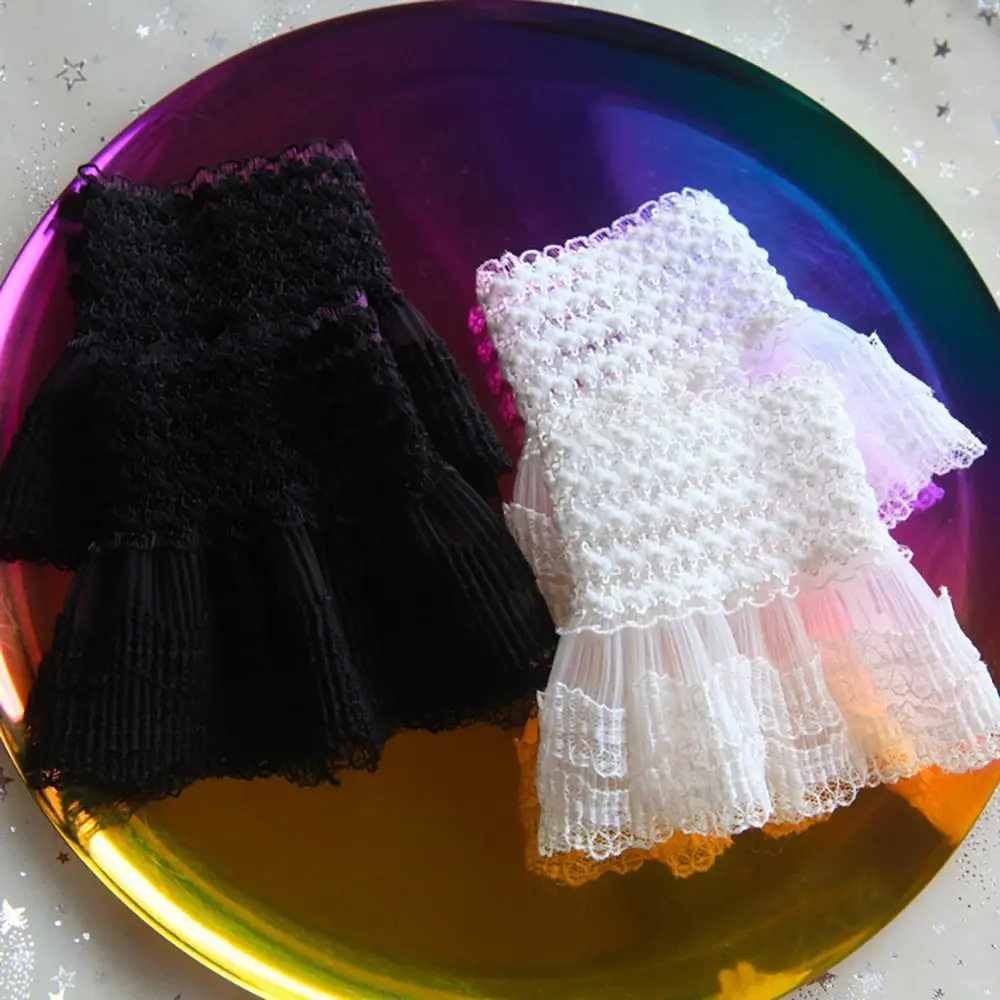 1Pair Universal Sweater Decorative Gloves Scar Cover Fake Sleeve Detachable Sleeve Cuffs Lace Cuffs Ruffles Elbow Sleeve