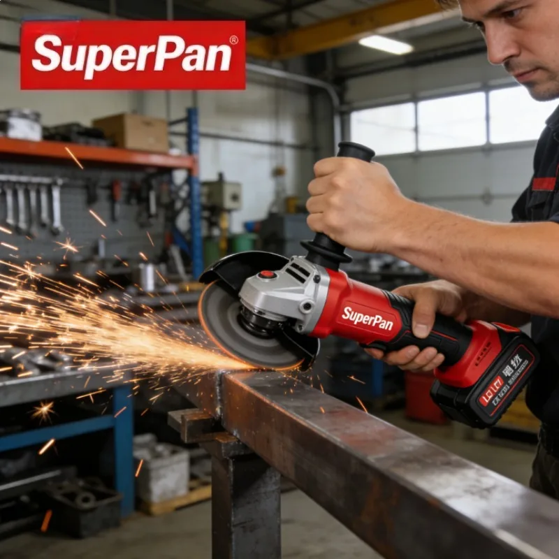 

Угловая шлифмашина SuperPan 125 мм, 18 В, бесщеточная, без аккумулятора (только инструмент), в комплекте с дополнительной рукояткой и гаечным ключом