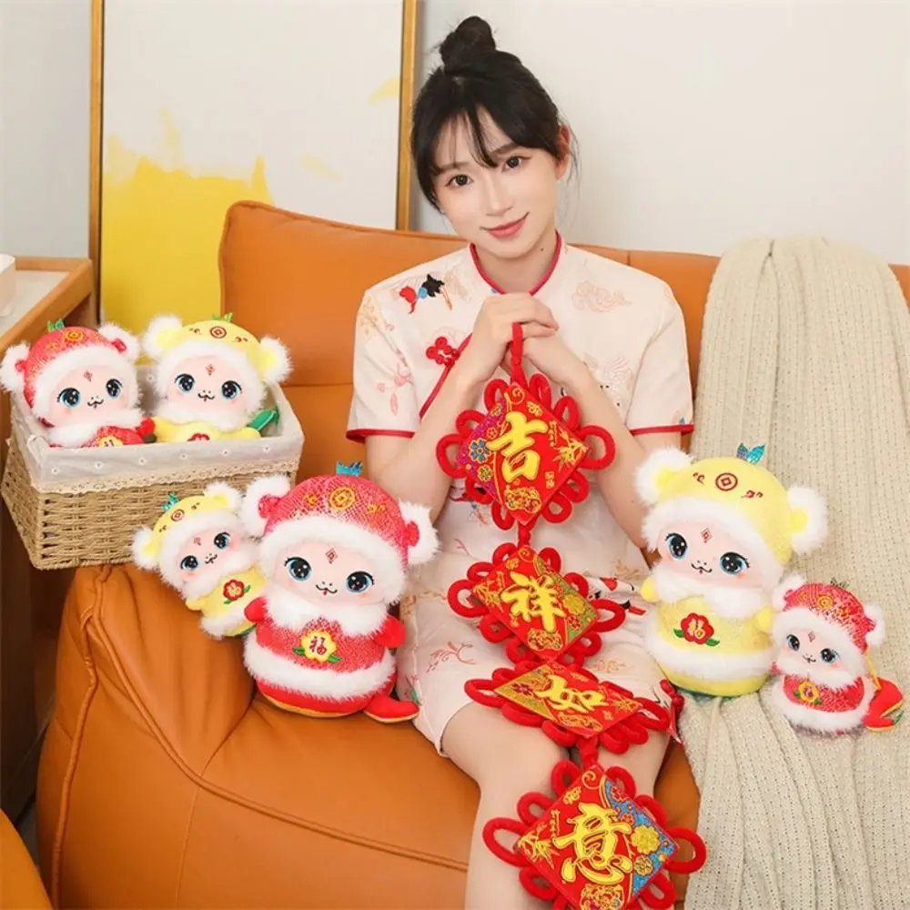 Chinese Style Snake Year Plush Toys Creative Red/Yellow New Year Snake Doll Doll Soft Cartoon Animal Pendant Spring Festival