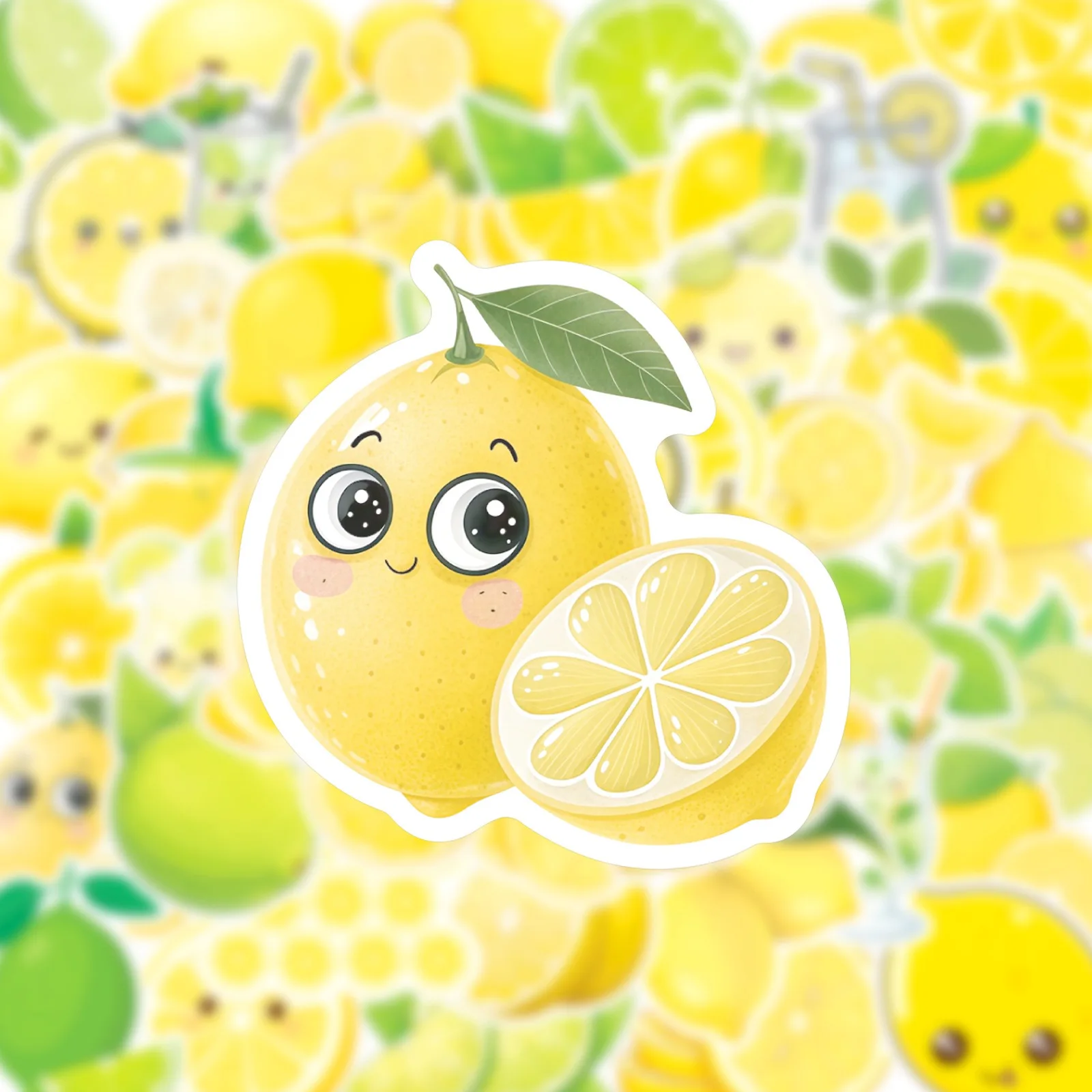 50pcs Cartoon Lemon Drink Doodle Stickers Decorative for DIY File Holder Skateboard Suitcase Lunch Box Fridge Cabinet Decals