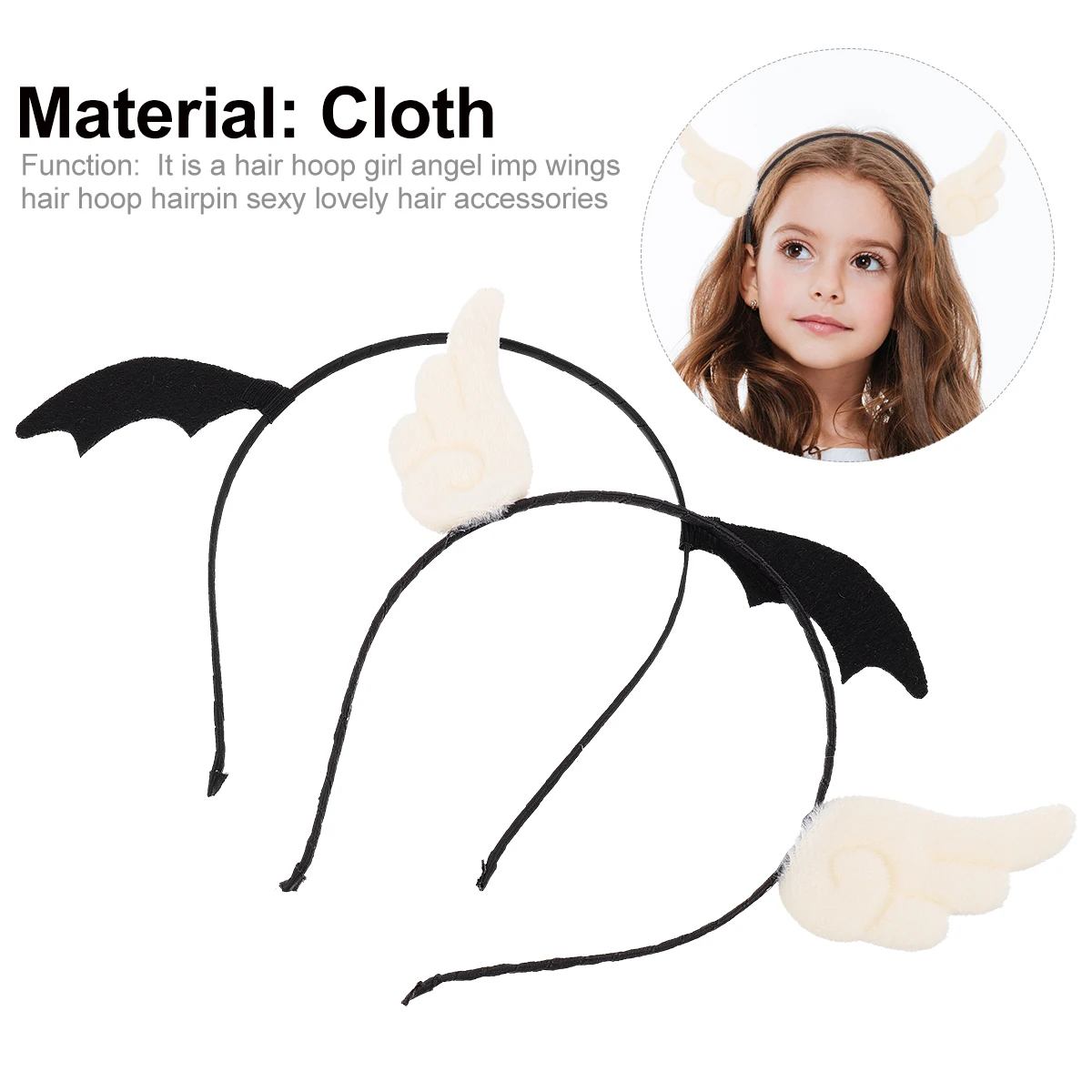

2pcs Wing Halloween Angel Costume Headdress Party Accessories For Kids Women Cosplay Birthday Costume Party Band Headband