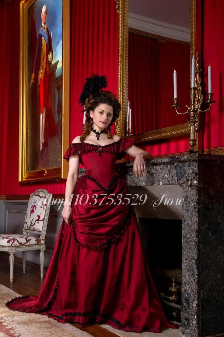 Historic Mid-Century Evening Dress Burgundy Elegant Strapless Corset with Train A-Line Duchess Ball Gowns فساتين سهرة