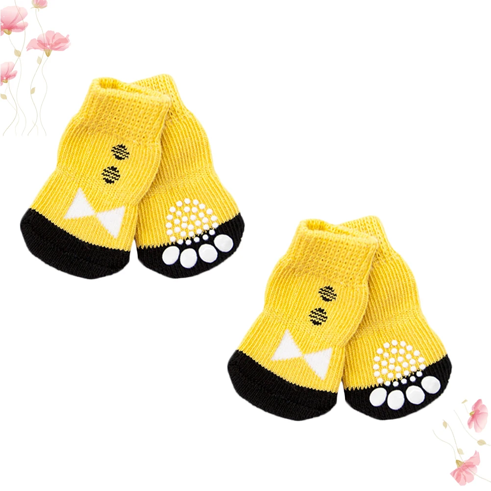 

4Pcs Anti Slip Cotton Pet Socks Large Stretch Comfortable Durable Puppy Dog Socks for Cold Snow Ice Protection