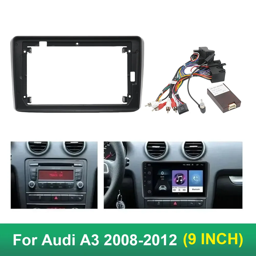 

For Audi A3 2008-2012 9 inch Car Audio Big Screen DVD Fascia Frame Adapter 2Din Dash Installation Panel Kit