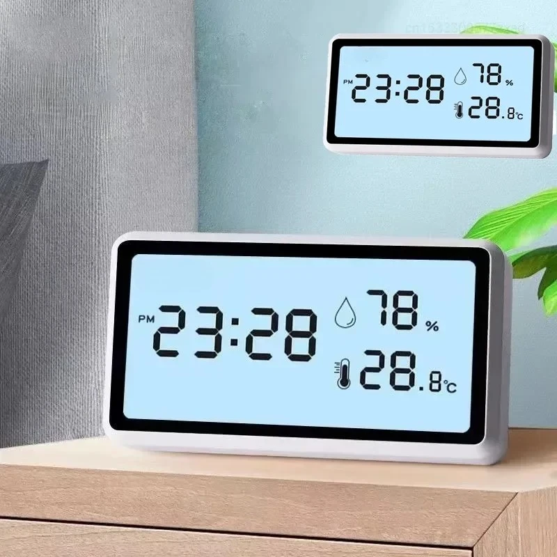 New Electronic Thermometer Hygrometer Weather Station High Precision with Table Clock Smart Electric Digital Thermometer