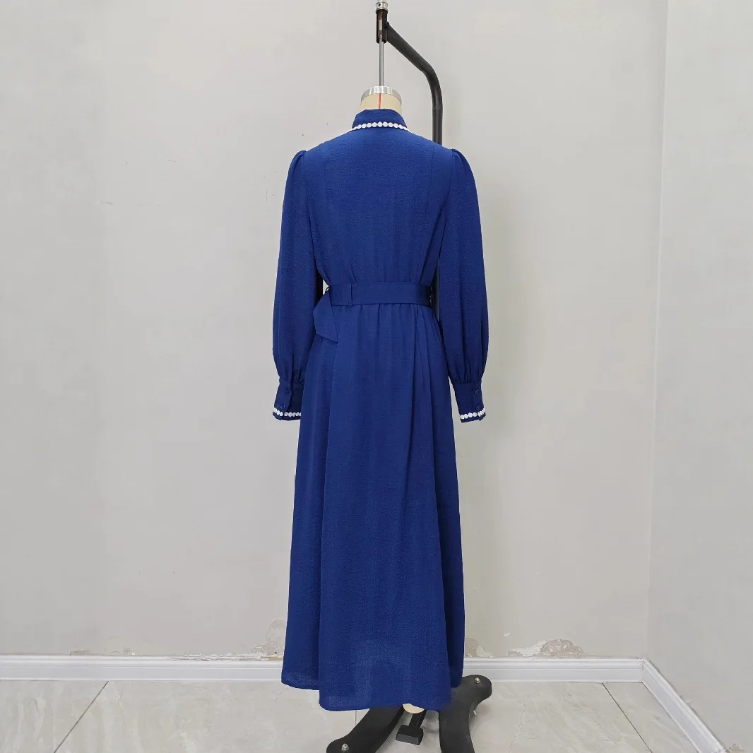 2025 Autumn New Collection Waist Skirt Shirt Collar Long Sleeve Shirt Metal Buckle Strap Dress