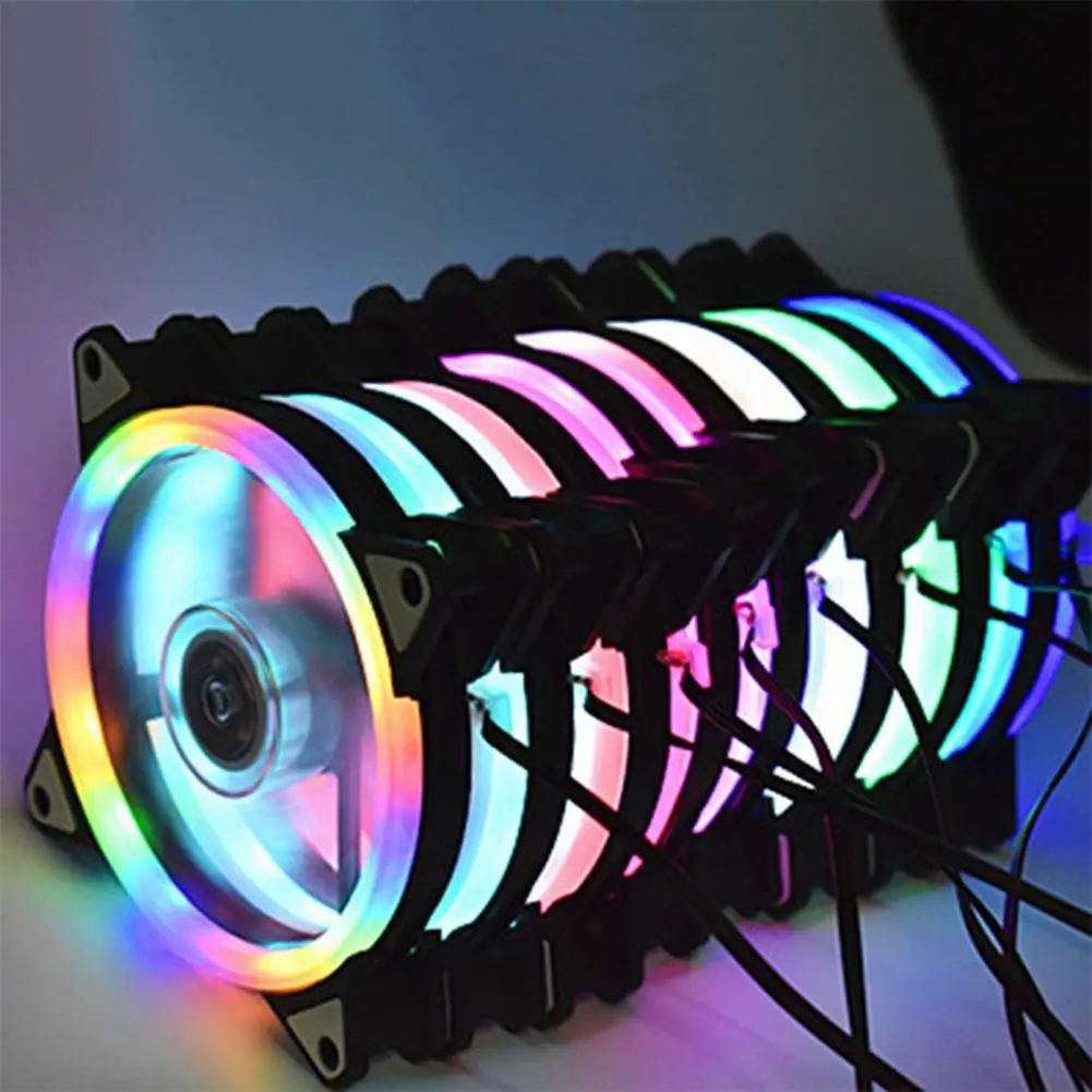 120mm 4pin Rgb Case Cooling Fan Colorful Blue-red-white Fluid Bearing Led Ultra Silent Cooler Fan Radiator Heat Sink for PC