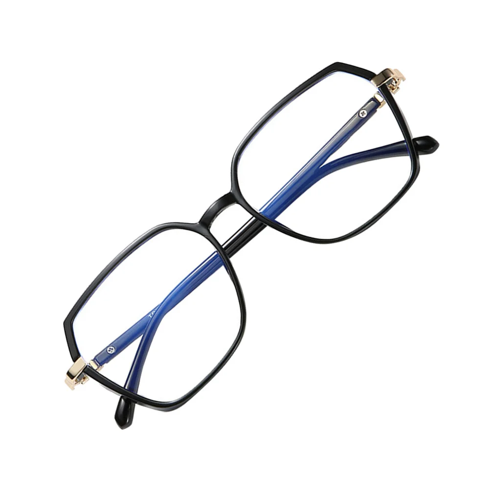 

1Pair Anti-Blue Light Glasses Black Polygonal Metal Frame Eye Protection Eyewear for Women Men Office School Computer Use