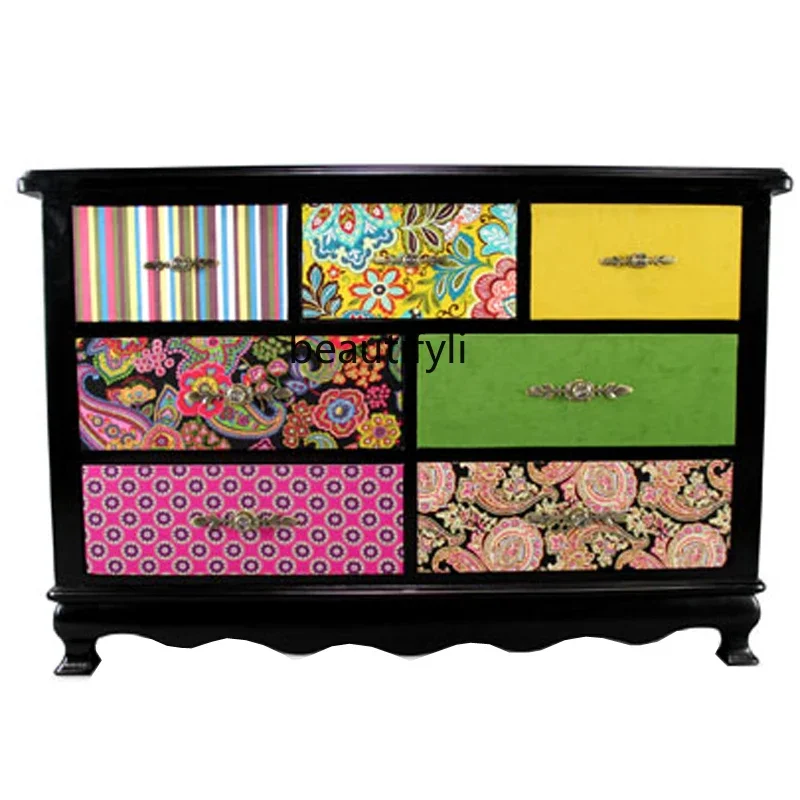 

55European style, storage, entrance, American bedroom, seven-chest cabinet, solid wood dining side cabinet