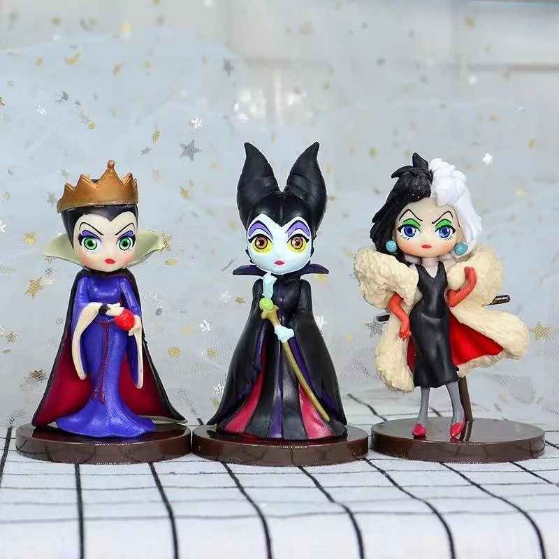 

3pcs/Set Disney Q posket Petit Villains Set Descendants 2 Maleficent Cruella de Vil Queen Action Figure Model Gift Toys