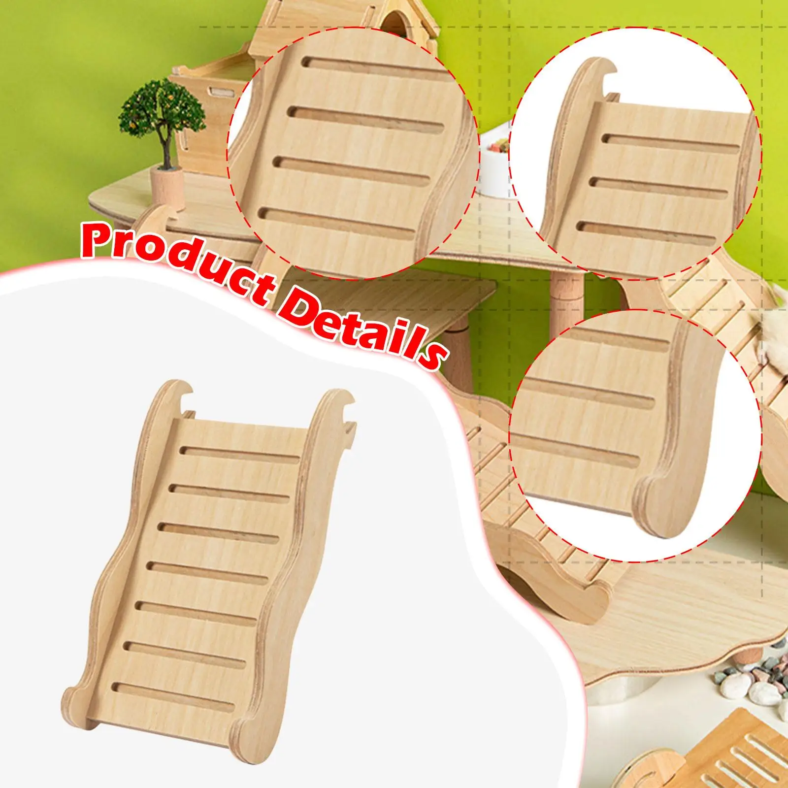 Wooden Hamster Ladder Stable Climbing Ramp Cage Bridge for Mouse Gerbil Bunny Hutch Small Pet Habitat Decor view 3
