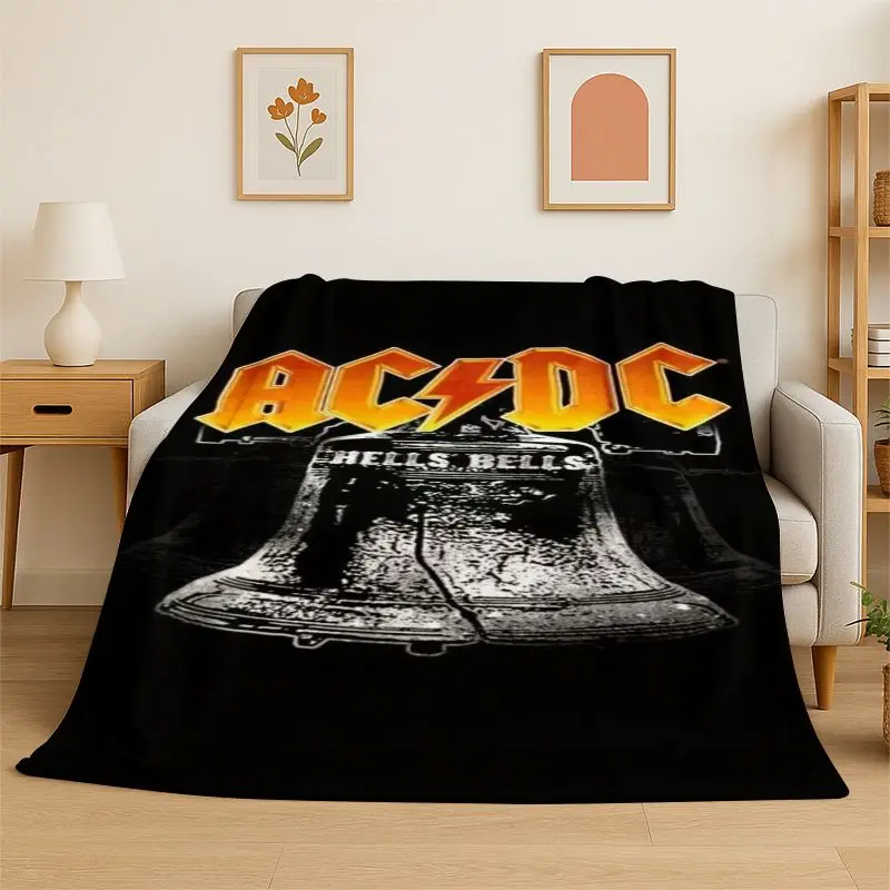 Fashion ACDC Rock Band Sign Catoon Flannel Blanket,Ultra Soft Warm Plush Throw for Home Bedroom Bed Sofa Cover Camping Picnic