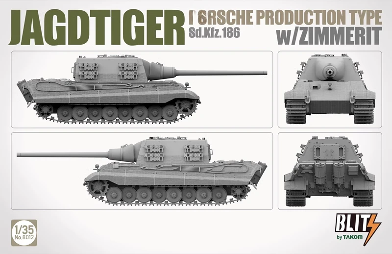 TAKOM Assembled Model Kit 8012 Jagdtiger Sd. Kfz.186 Tank Destroyer 1/35