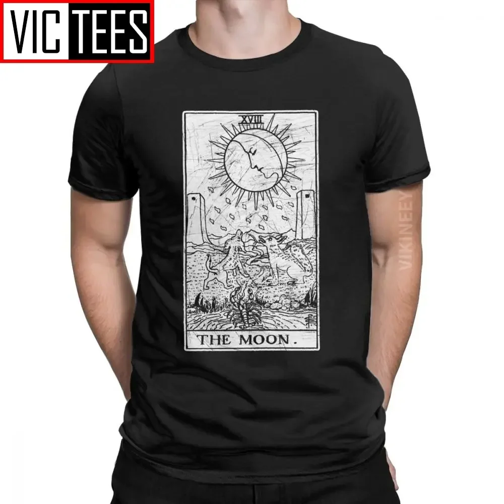 Funny The Moon Tarot Card Major Arcana  Telling Occult Tshirt Men Pure Cotton Tshirt Wholesale