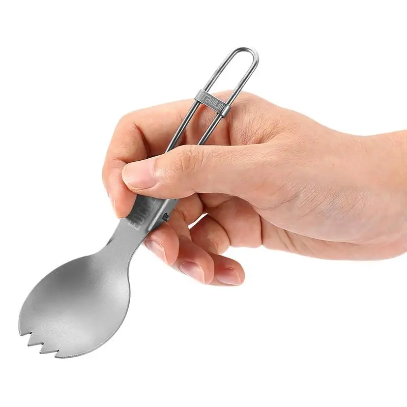 Titanium Tableware Folding Spork Camping Fork Spoon Picnic Spoon Fork Flatware Foldable Spork Picnic Spoon  Picnic kitchenware