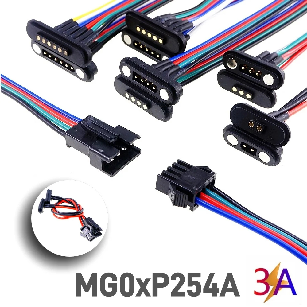 1 Pair 2A Magnetic Pogo Pin JST SM Plug Socket Extend Cable Connector 2 3 4 5 6 Pin Male Female Adapter Led Strip Lamp Driver