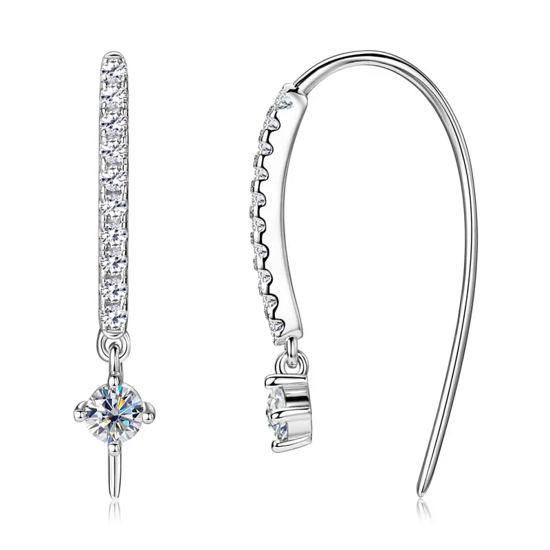 Ehhai D اللون VVS1 كامل مويسانيتي الماس هوك وأقراط للنساء 925 فضة على شكل حرف U ثقب غرامة مجوهرات هدايا #3