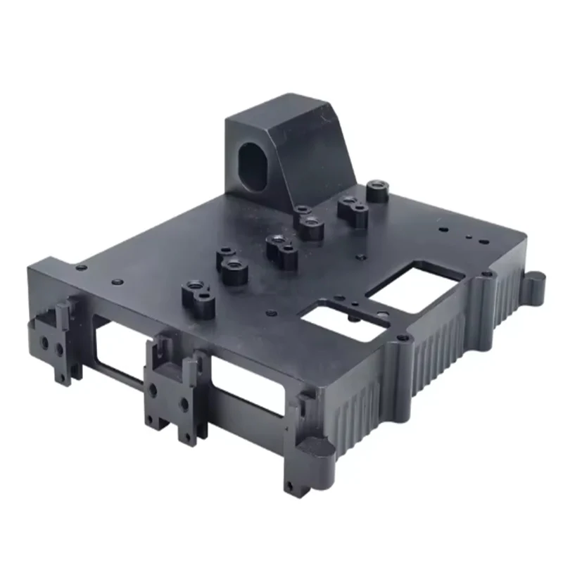 

CNC Machined Black Anodized Metal Enclosure Part for Industrial Equipment Precision CNC Milled Metal Component with Holes Slots