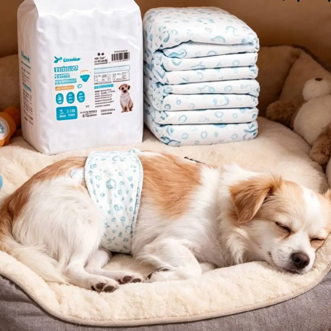 Pañales Sanitarios para Perros Talla L, 8 Unidades, Pañales Absorbentes Desechables para Perros de 17 a 28kg, Control de Orina y Celos, Transpirables y Cómodos