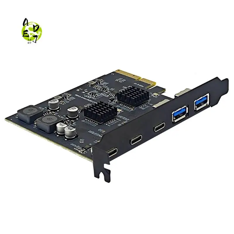 

AED7-PCI Express X4 на 3-портовый тип C + 2-портовый адаптер USB3.2 Gen2 10 Гбит/с ASM3142 + чип VL822 Карта расширения PCIE USB