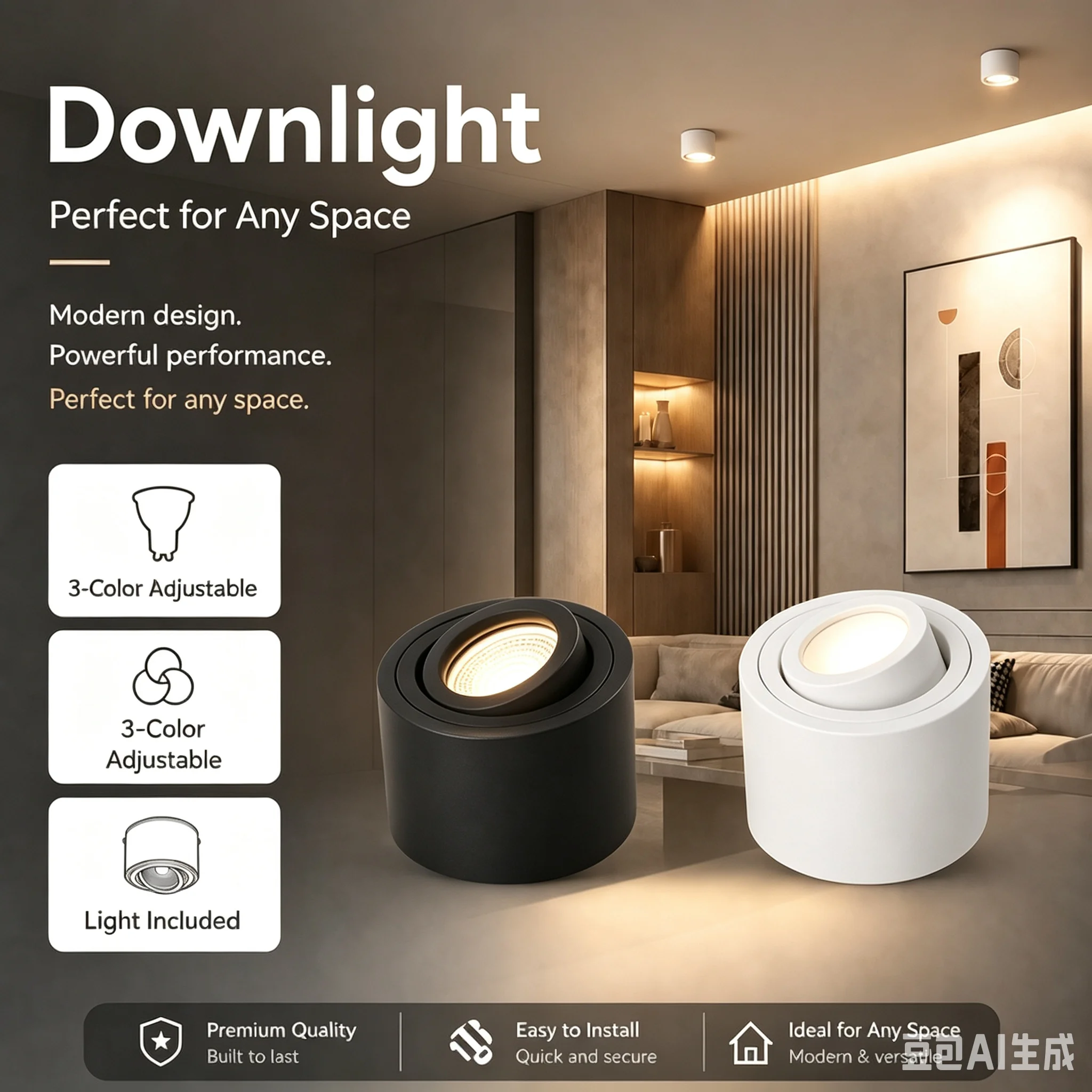 GU10 LED Downlight Spot Replacement Bulb Adjustable Angle Ceiling Lighting AC85‑265V For Living Room Bedroom Indoor Decor Lamp